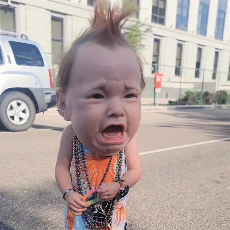 Oferta de Halloween 2025: Máscaras de látex espeluznantes y divertidas (Bebé punk llorón)