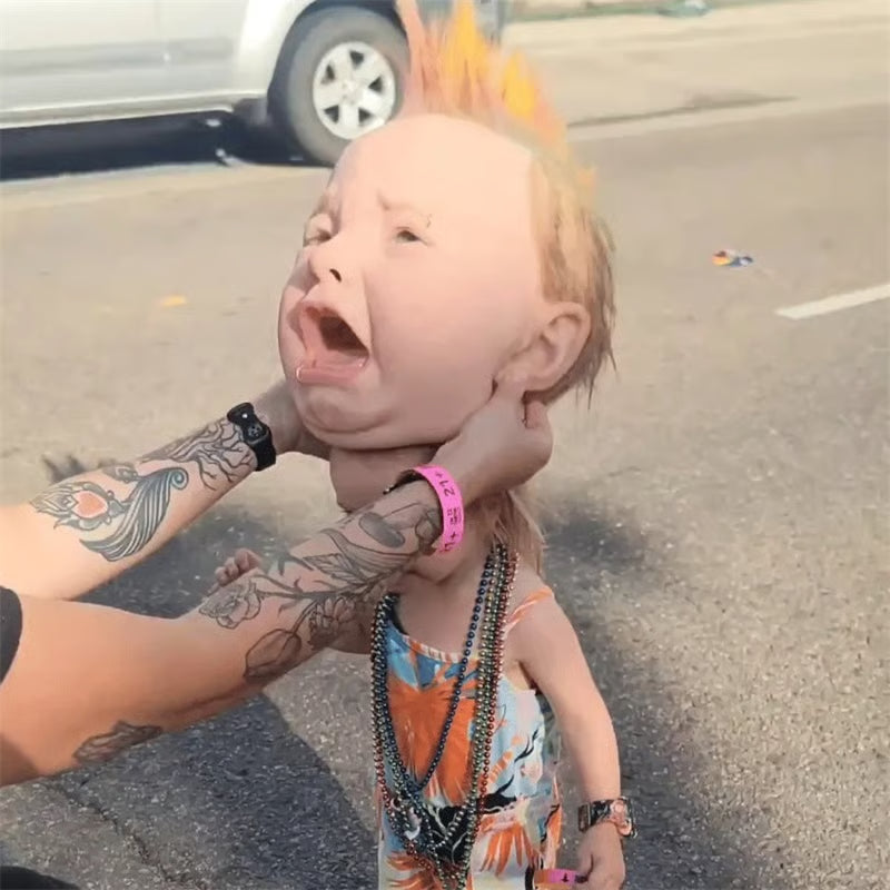 Oferta de Halloween 2025: Máscaras de látex espeluznantes y divertidas (Bebé punk llorón)
