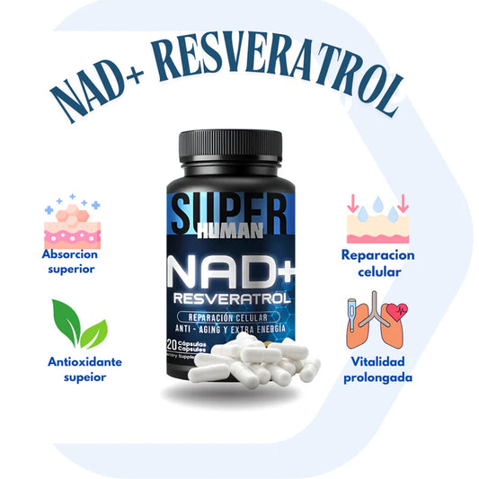 💊NAD + Resveratrol - Cápsulas de Reparación Celular Antienvejecimiento y Energía Extra 120 Capsulas.