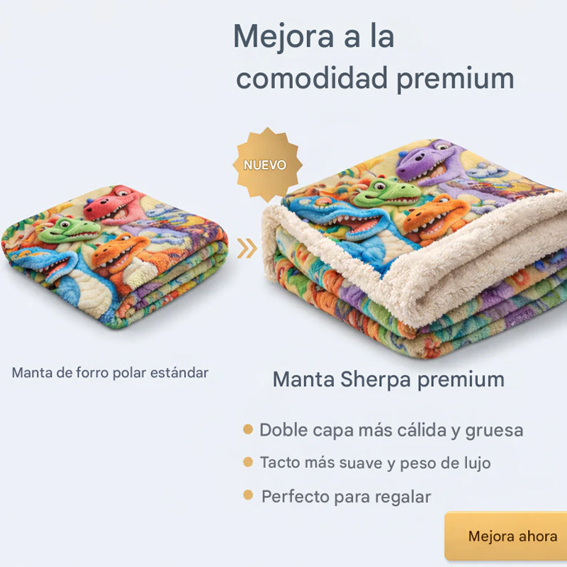 🦖 Actualiza tu manta de franela de dinosaurio 3D a una manta Sherpa premium