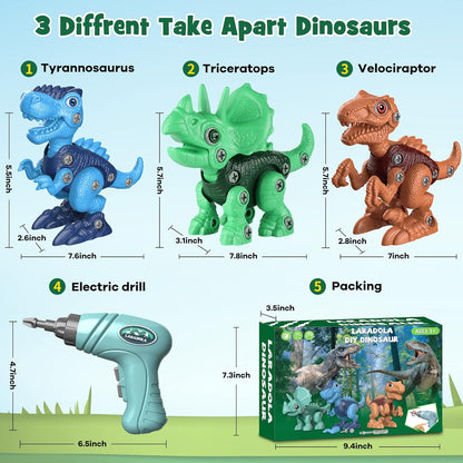 Set de Dinosaurios Desmontables con Taladro Eléctrico