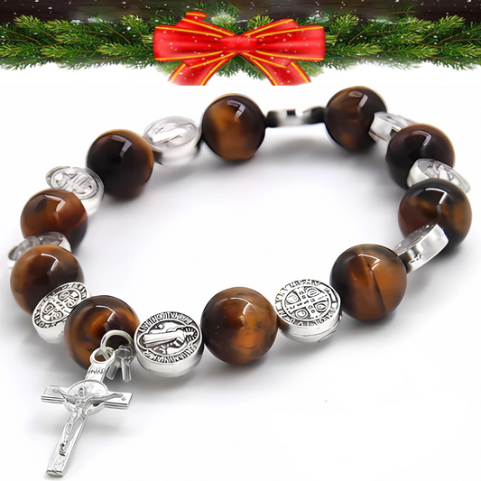 ✨🕊️ Protección Divina - Brazalete de Rosario de Palo Santo 🙏