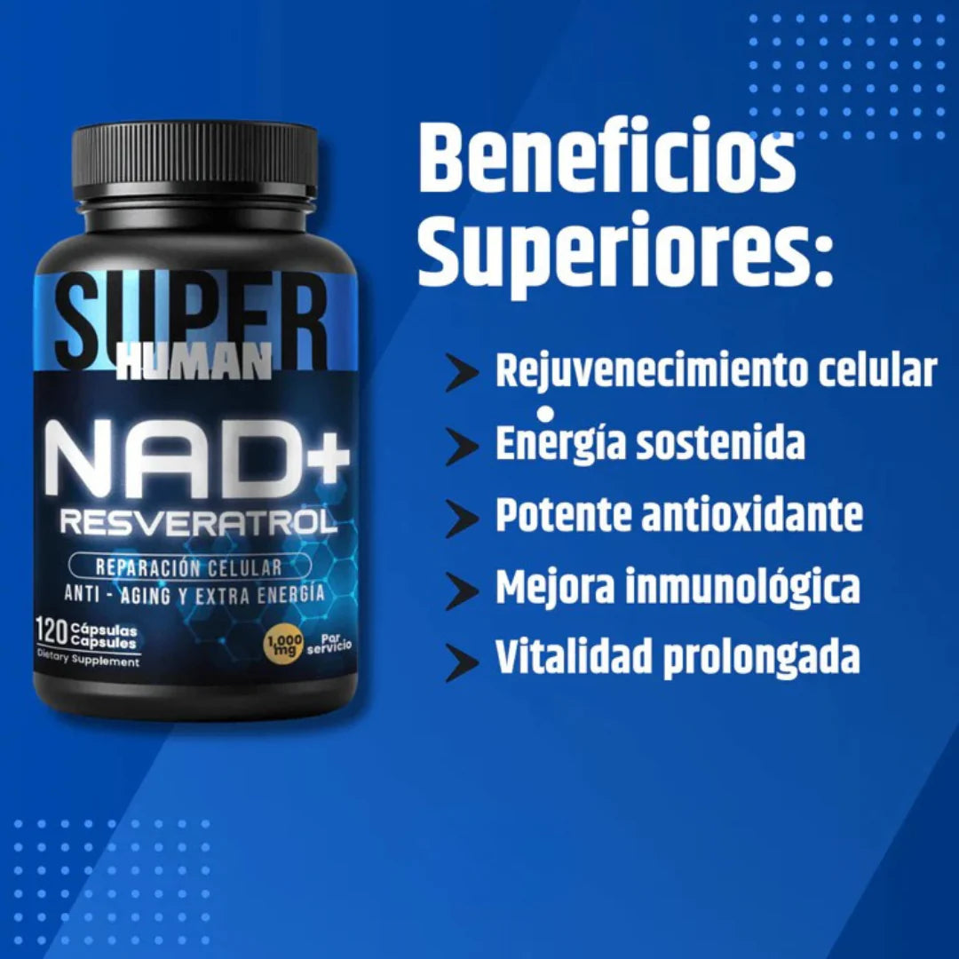 💊NAD + Resveratrol - Cápsulas de Reparación Celular Antienvejecimiento y Energía Extra 120 Capsulas.