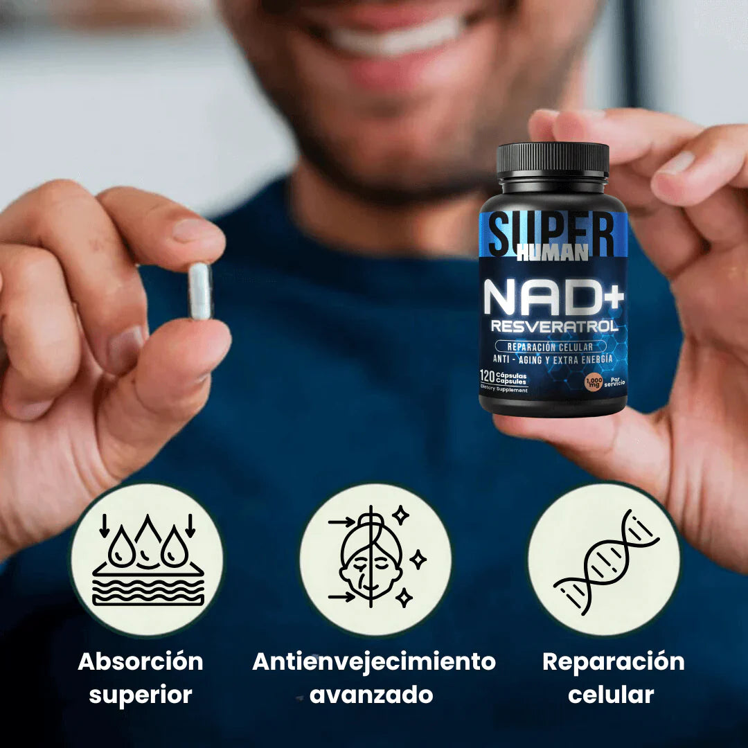 💊NAD + Resveratrol - Cápsulas de Reparación Celular Antienvejecimiento y Energía Extra 120 Capsulas.