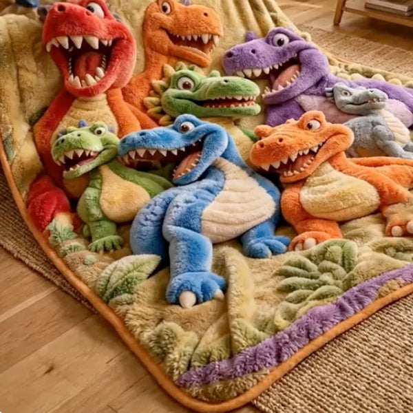🎁 Manta de franela de dinosaurios 3D