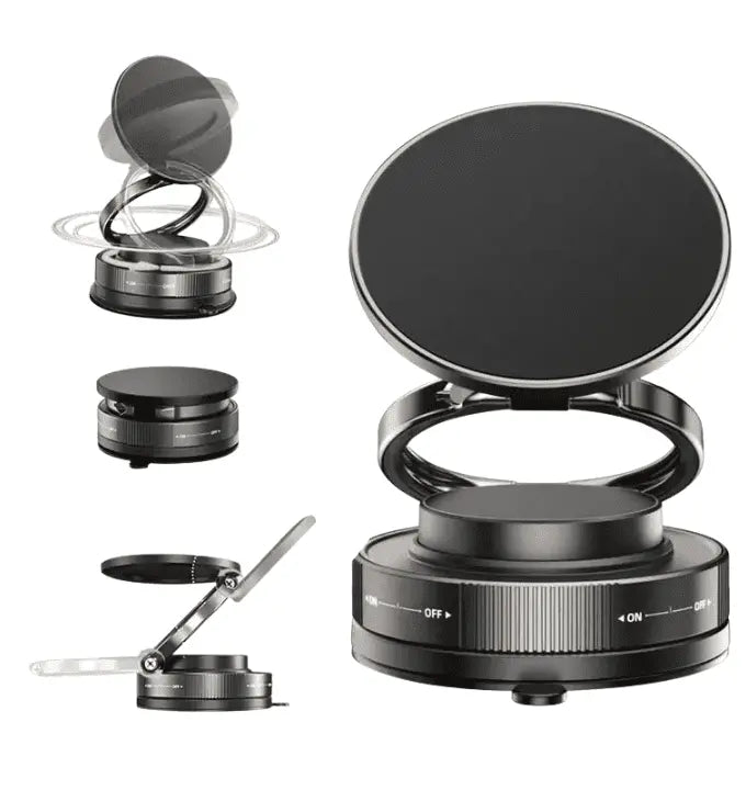 SOPORTE DE CELULAR MAGNÉTICO AJUSTABLE Y GIRATORIO 360° IMBATIBLE EN AUTO, OFICINA O CASA.